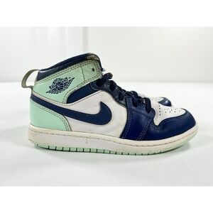 Nike Air Jordan 1 Mid PS Blue Mint Mystic Navy 640734-413 Kids Size 13C Sneakers